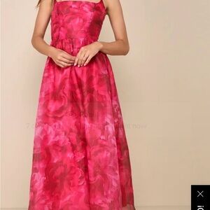 Elegant Pink Floral cocktail Dress